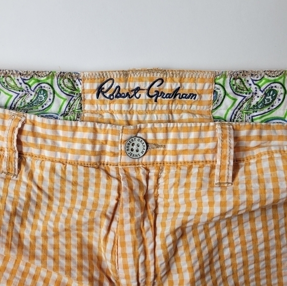 ROBERT Graham Bermuda Casual Walking Shorts Gingham Orange Cotton 34 - Picture 7 of 12